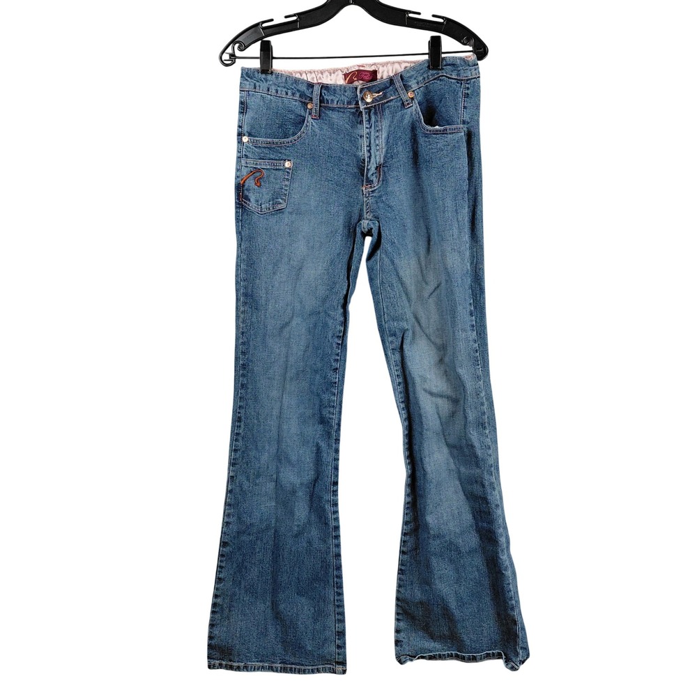 Fetish Jeans Women Size 13‎ 14 Flare Leg Blue Denim Cotton Spandex Pants